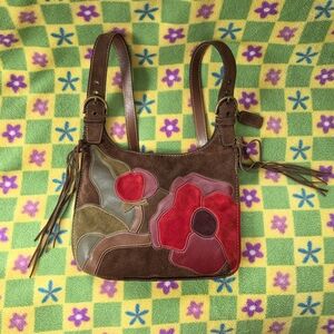 Coach Brown Suede Fringed Poppy for Peace Brown Hippie Crossbody Hobo Bag